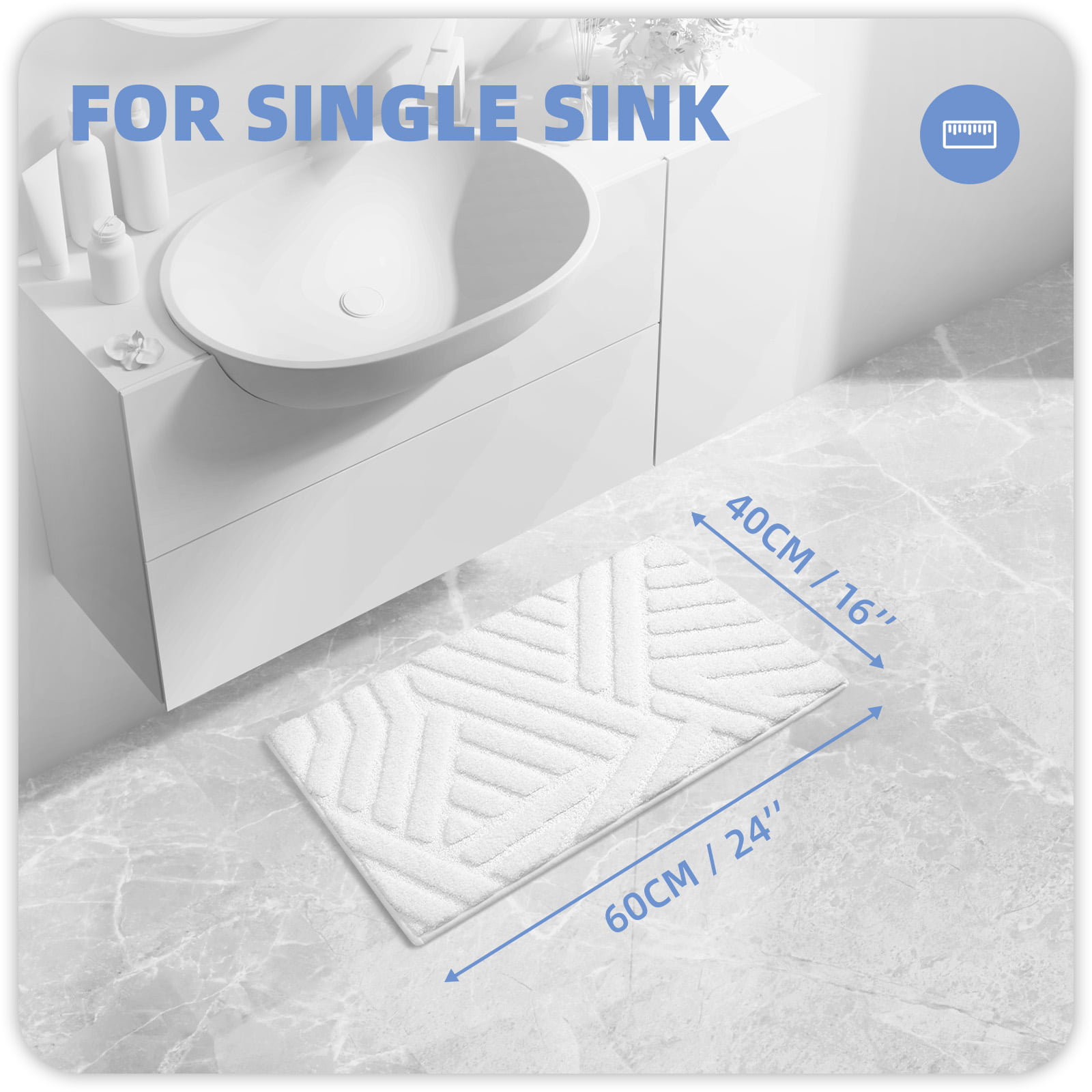 PABUBE Bathroom Rug, Soft Absorbent Bathroom Mat, Non Slip Shag Bath Rug, Machine Washable Bath Mat