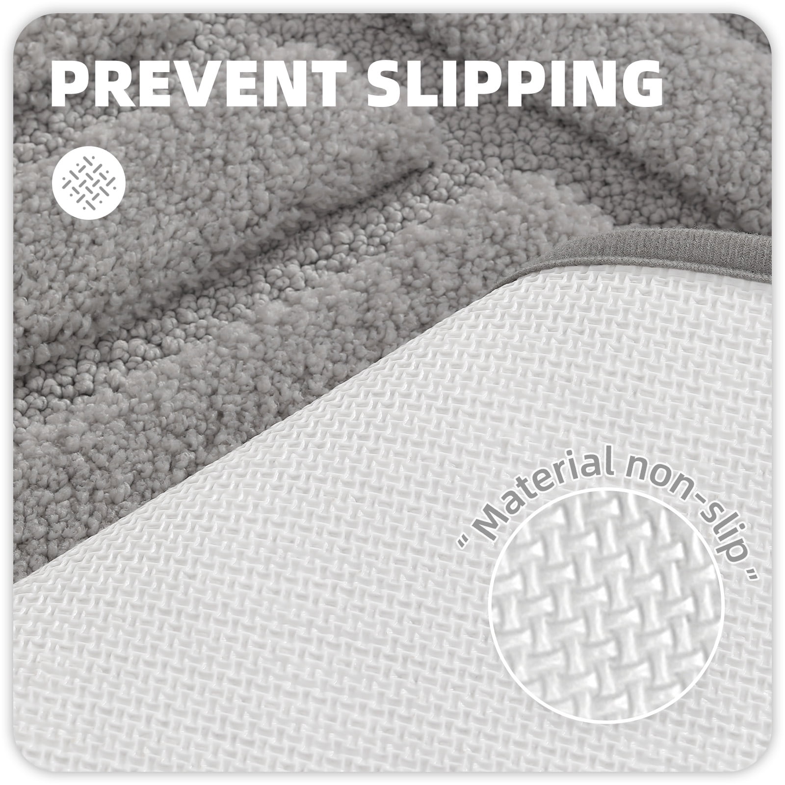 PABUBE Bathroom Rug, Soft Absorbent Bathroom Mat, Non Slip Shag Bath Rug, Machine Washable Bath Mat