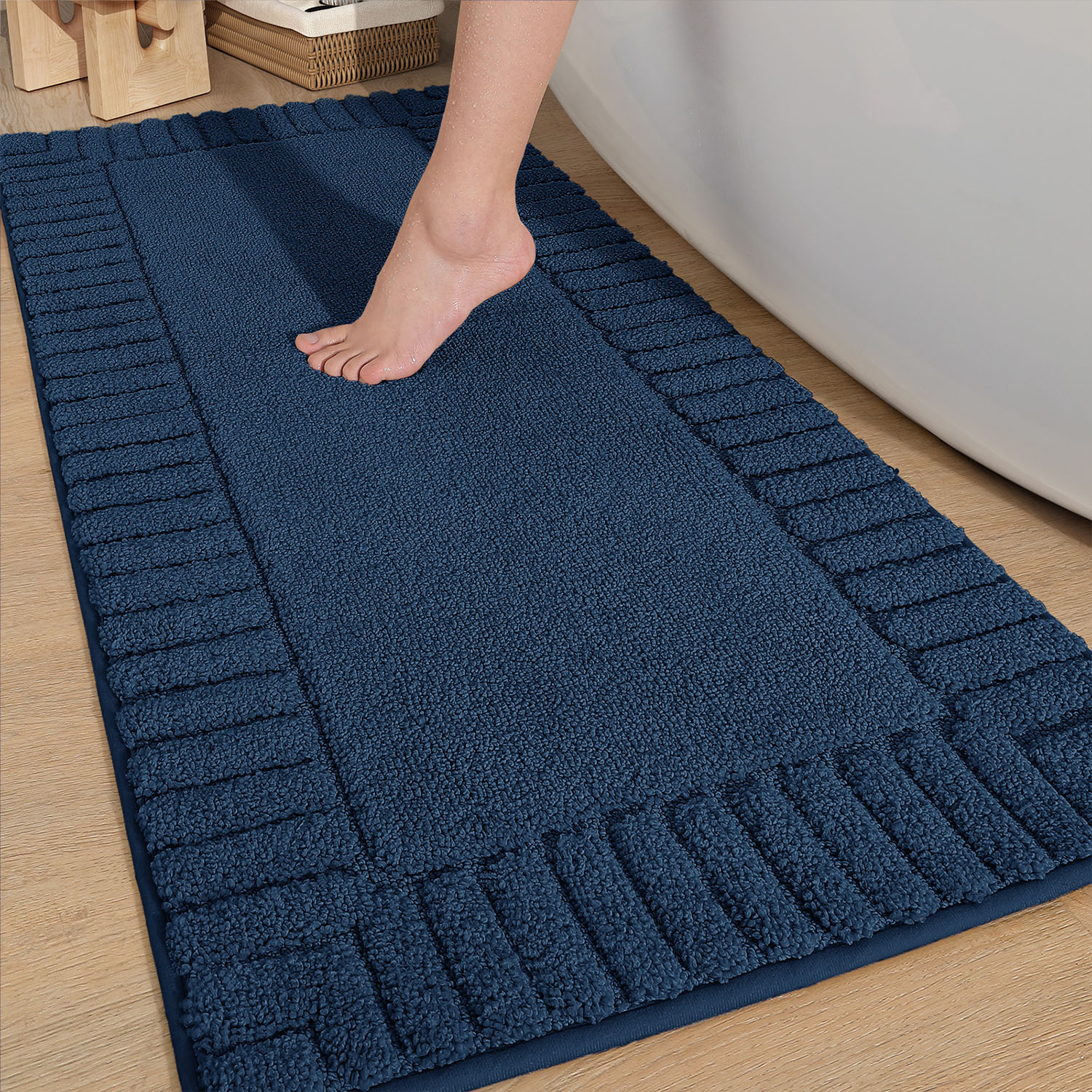 PABUBE Bathroom Rugs, Absorbent Bath Mats Rugs for Bathroom Floor Non Slip Non Skid, Soft Shag Microfiber Machine Washable Shower Bath Mat for Bathroom Decor