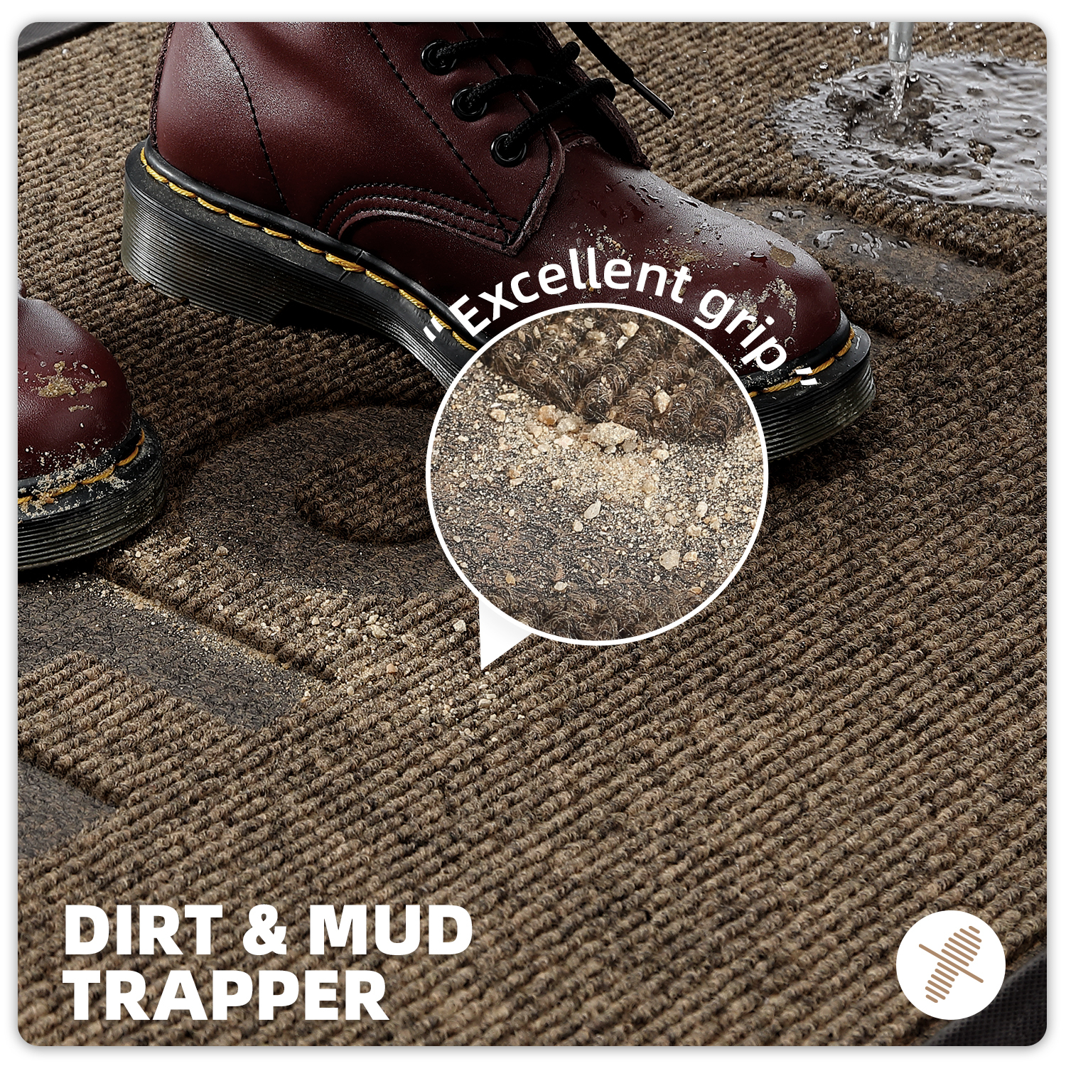 PABUBE Outdoor Mat Non Slip Heavy Duty Doormat Welcome Mats for Outside Low Profile Front Dirt Trapper Door Mat for Outdoor Decor with Rubber Backing