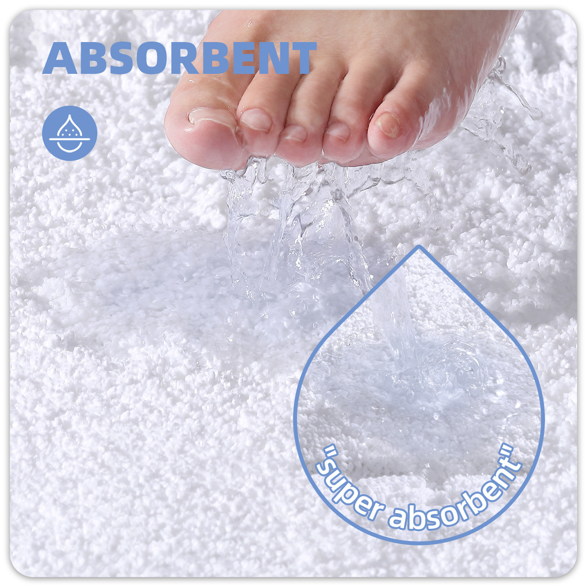 PABUBE Bathroom Rugs, Absorbent Bath Mats Rugs for Bathroom Floor Non Slip Non Skid, Soft Shag Microfiber Machine Washable Shower Bath Mat for Bathroom Decor