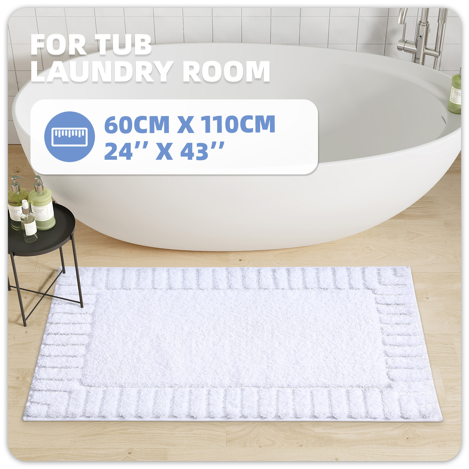 PABUBE Bathroom Rugs, Absorbent Bath Mats Rugs for Bathroom Floor Non Slip Non Skid, Soft Shag Microfiber Machine Washable Shower Bath Mat for Bathroom Decor