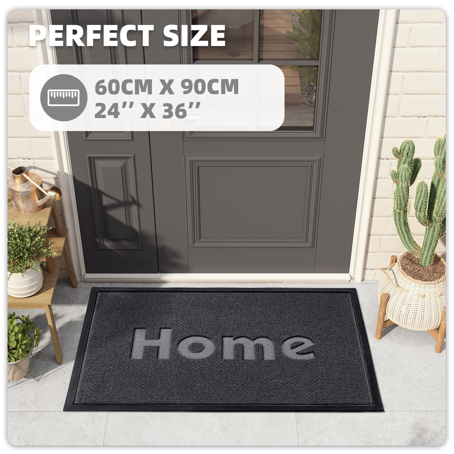 PABUBE Outdoor Mat Non Slip Heavy Duty Doormat Welcome Mats for Outside Low Profile Front Dirt Trapper Door Mat for Outdoor Decor with Rubber Backing