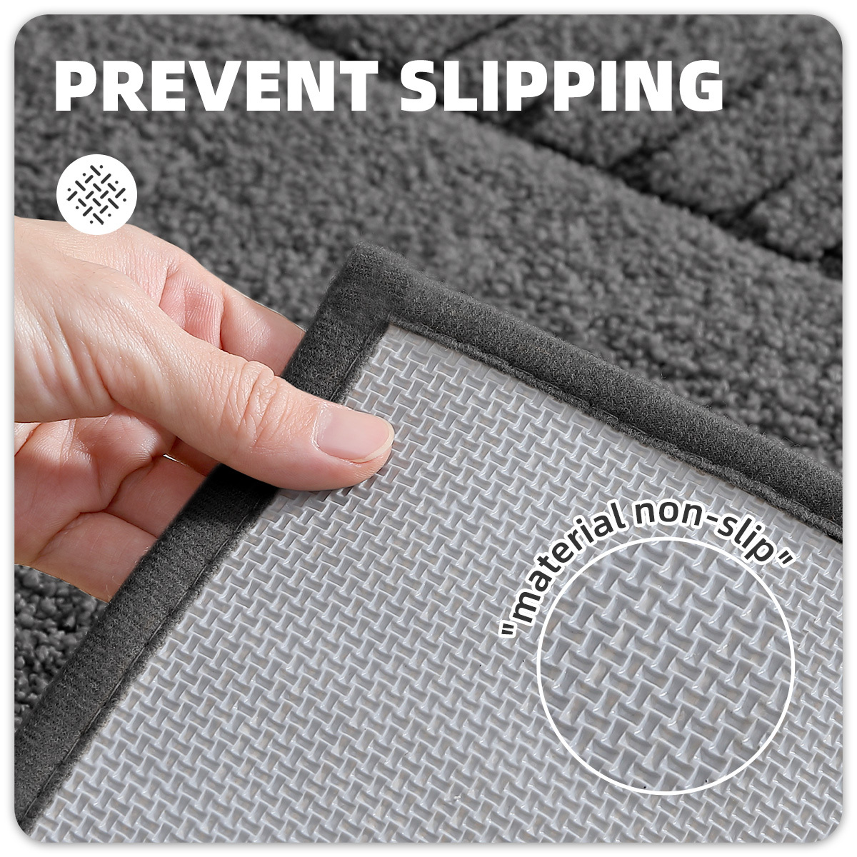 PABUBE Bathroom Rugs, Absorbent Bath Mats Rugs for Bathroom Floor Non Slip Non Skid, Soft Shag Microfiber Machine Washable Shower Bath Mat for Bathroom Decor