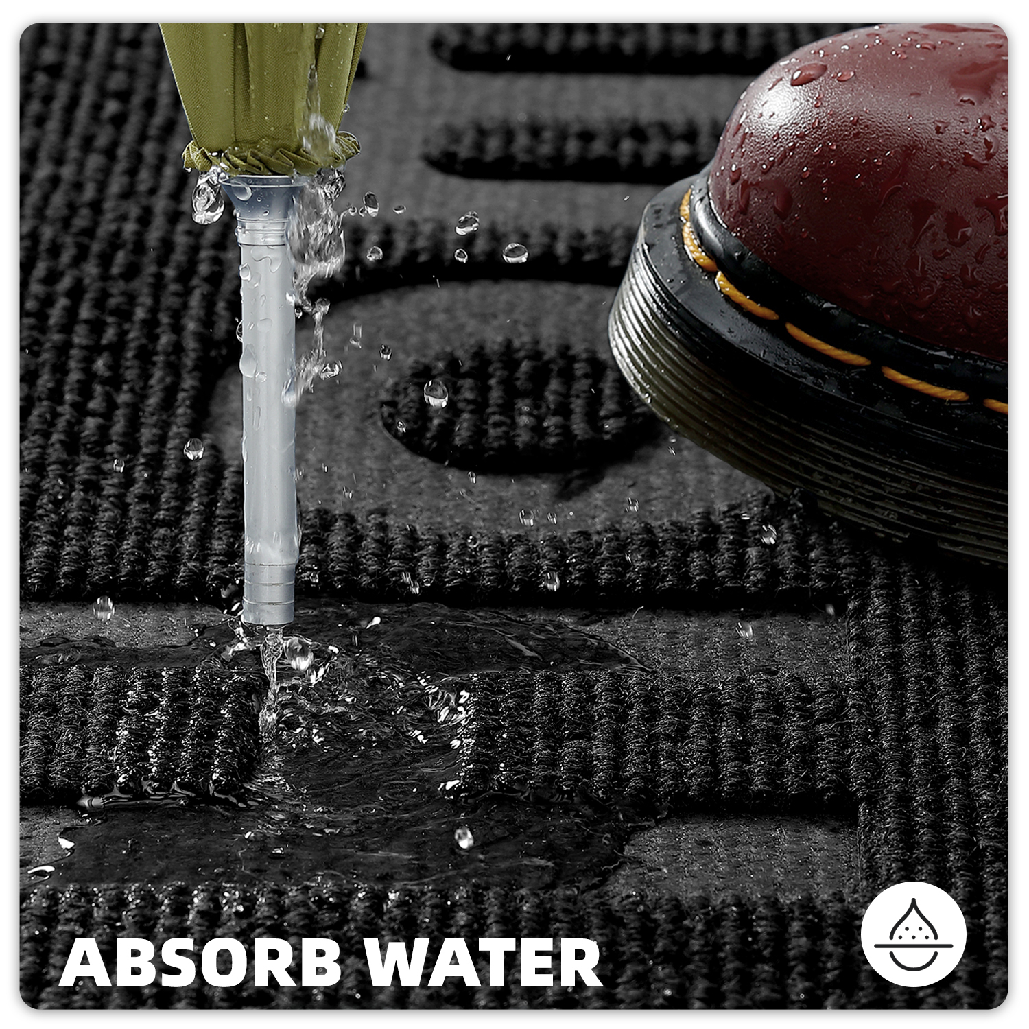 PABUBE Outdoor Mat Non Slip Heavy Duty Doormat Welcome Mats for Outside Low Profile Front Dirt Trapper Door Mat for Outdoor Decor with Rubber Backing