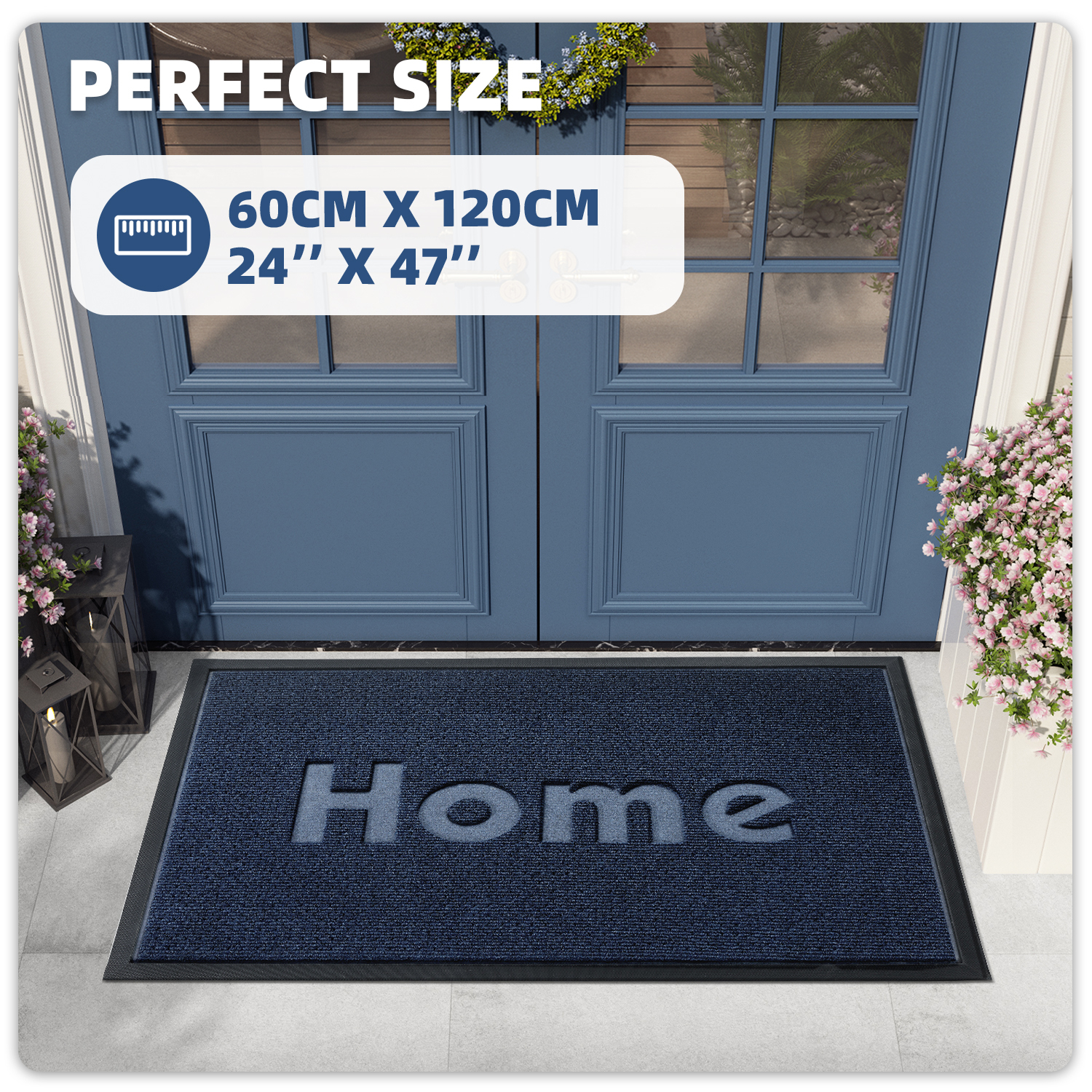 PABUBE Outdoor Mat Non Slip Heavy Duty Doormat Welcome Mats for Outside Low Profile Front Dirt Trapper Door Mat for Outdoor Decor with Rubber Backing