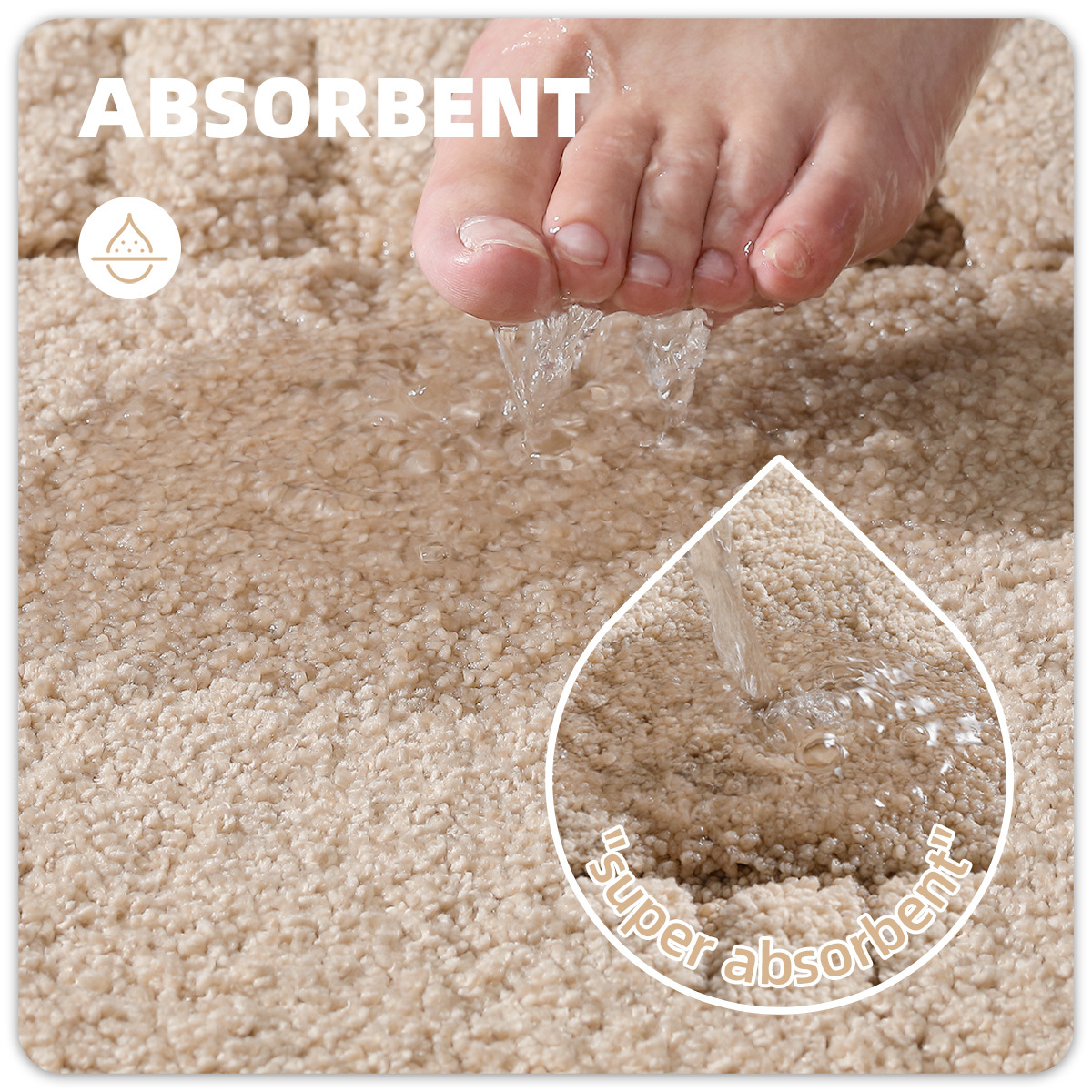 PABUBE Bathroom Rugs, Absorbent Bath Mats Rugs for Bathroom Floor Non Slip Non Skid, Soft Shag Microfiber Machine Washable Shower Bath Mat for Bathroom Decor