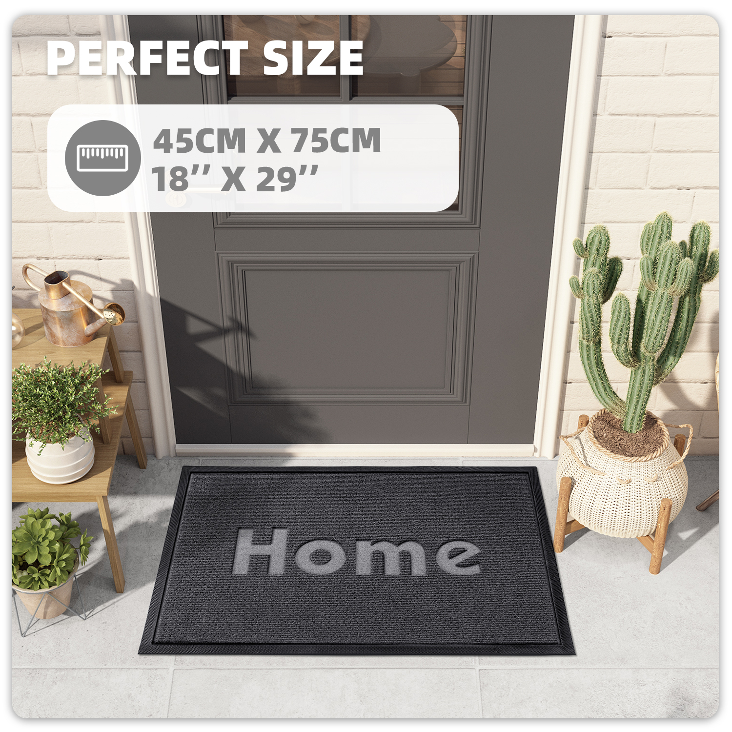 PABUBE Outdoor Mat Non Slip Heavy Duty Doormat Welcome Mats for Outside Low Profile Front Dirt Trapper Door Mat for Outdoor Decor with Rubber Backing