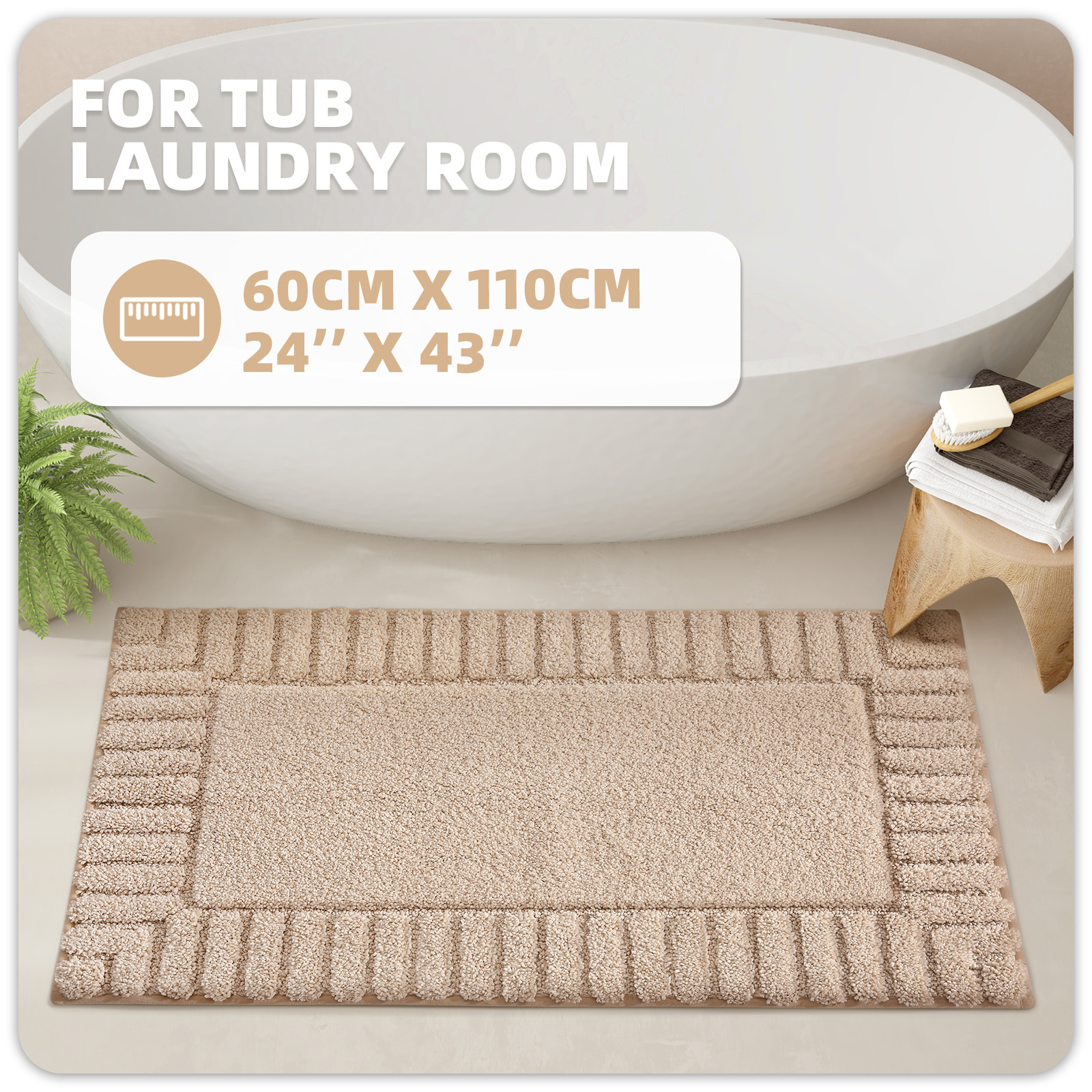 PABUBE Bathroom Rugs, Absorbent Bath Mats Rugs for Bathroom Floor Non Slip Non Skid, Soft Shag Microfiber Machine Washable Shower Bath Mat for Bathroom Decor
