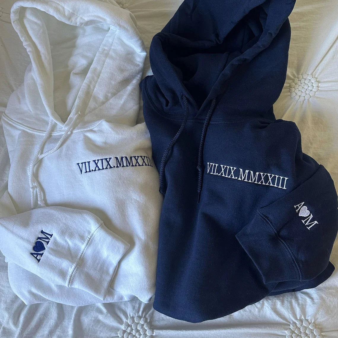 Custom Embroidered Roman Numeral Date Hoodie
