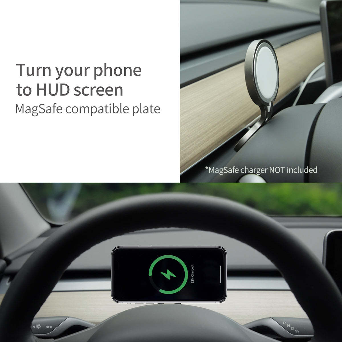 TaddonSteering Wheel HUD Magsafe Charger Mount (Charger Not Included)
