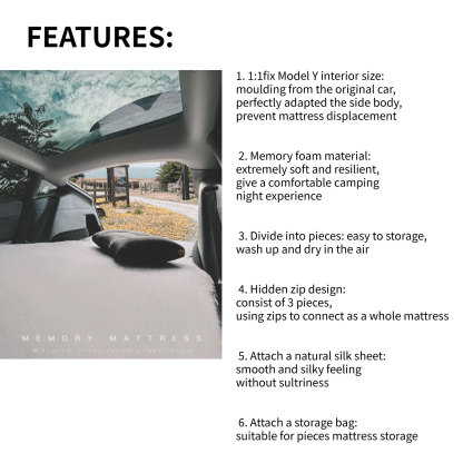 TaddonCar Camping & Travel Memory Mattress for Tesla Model Y 