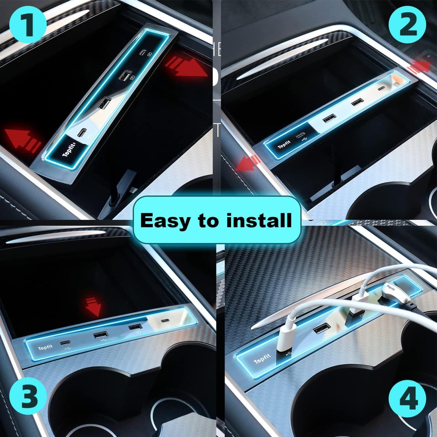 TaddonUSB LED Hub Docking Station for Tesla Model 3/Y – Smart Sensor Center Console