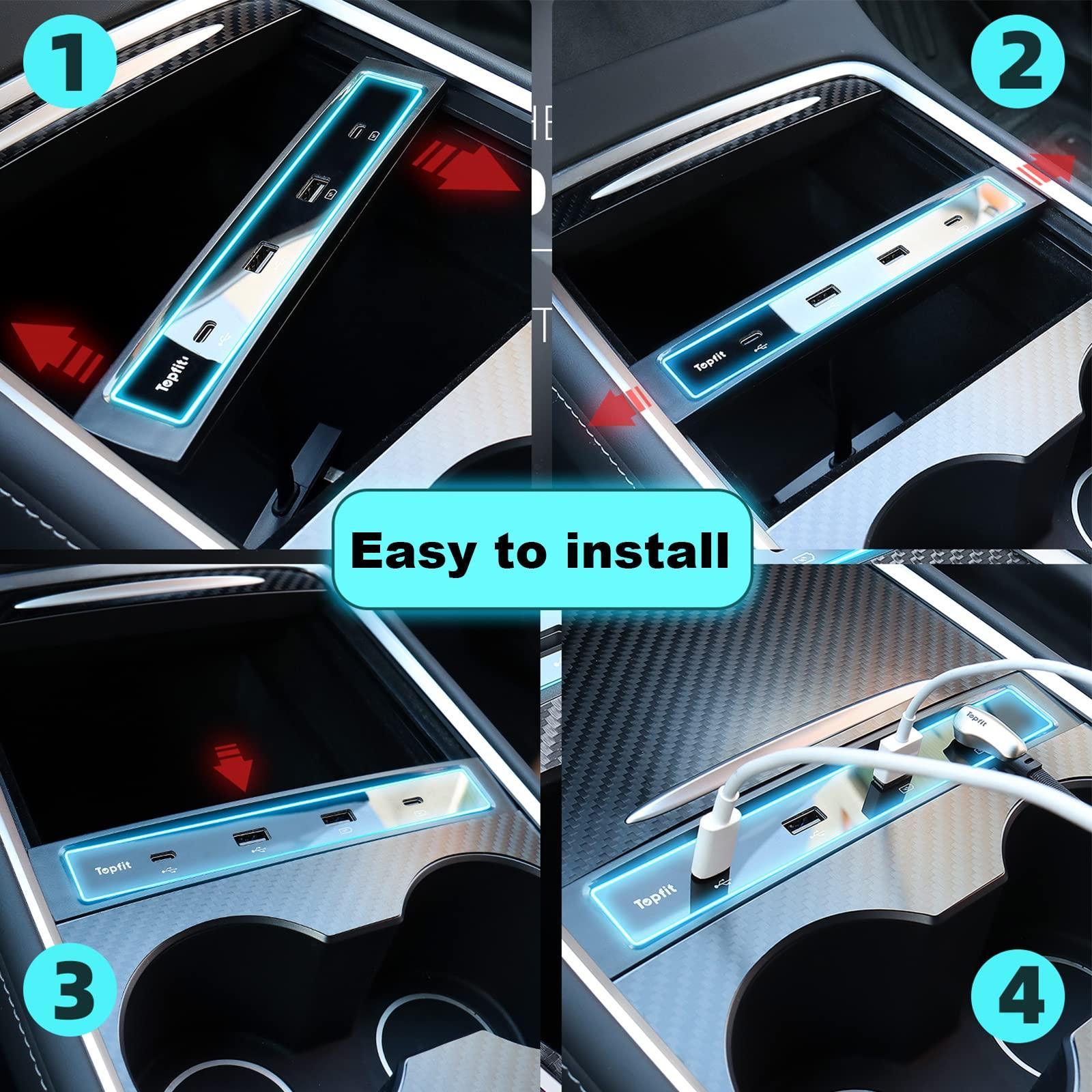 TaddonUSB LED Hub Docking Station for Tesla Model 3/Y – Smart Sensor Center Console