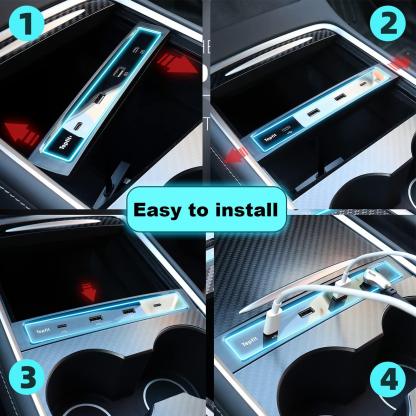 TaddonUSB LED Hub Docking Station for Tesla Model 3/Y – Smart Sensor Center Console