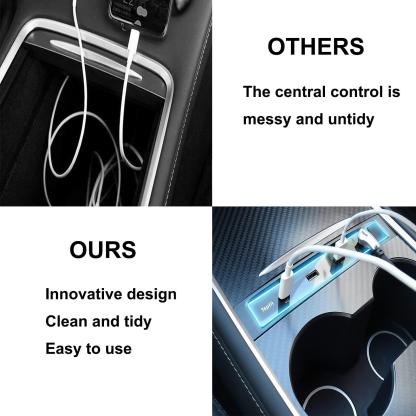 TaddonUSB LED Hub Docking Station for Tesla Model 3/Y – Smart Sensor Center Console