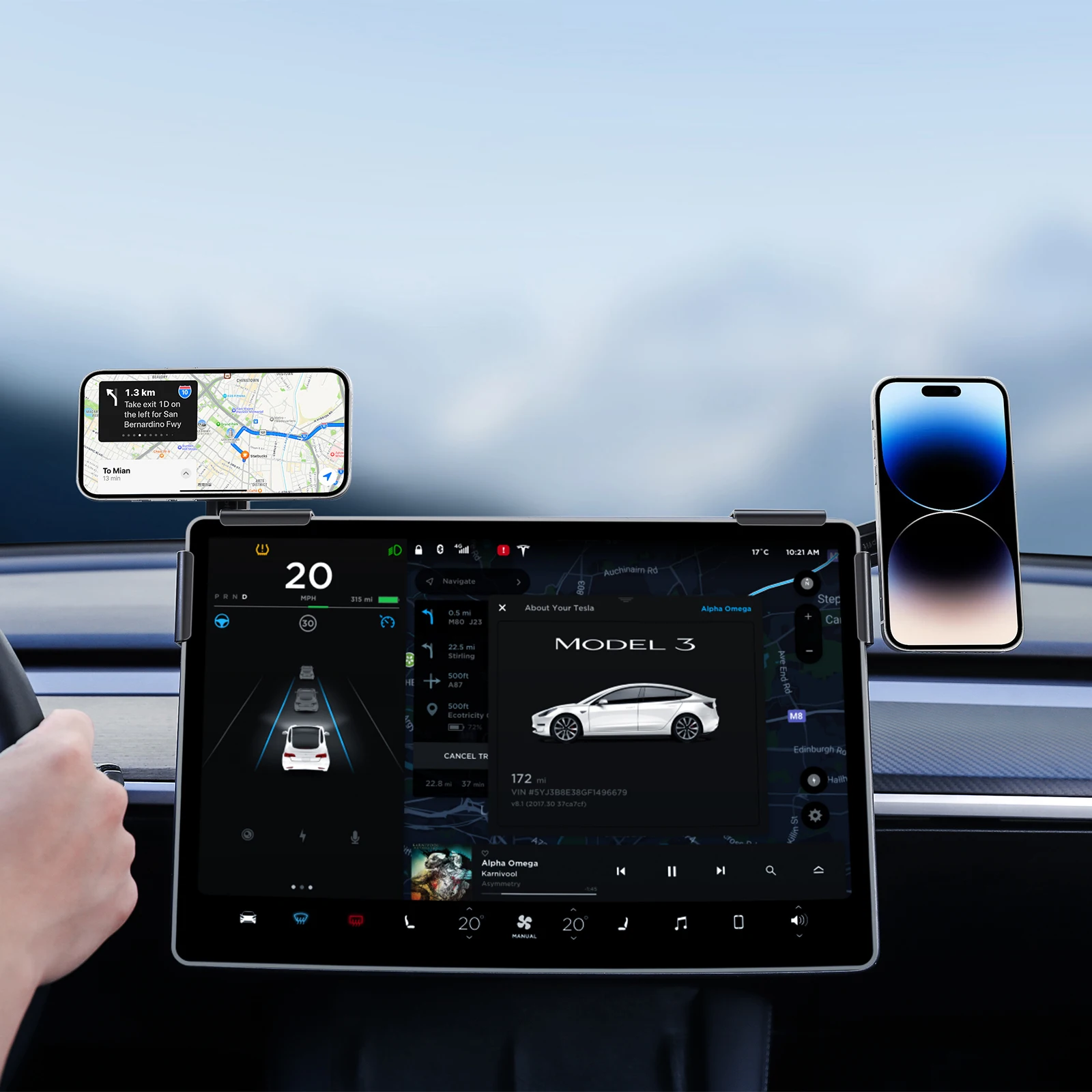 TaddonMagnetic Phone Holder with Wireless Charging for Tesla Model 3/Y/S/X