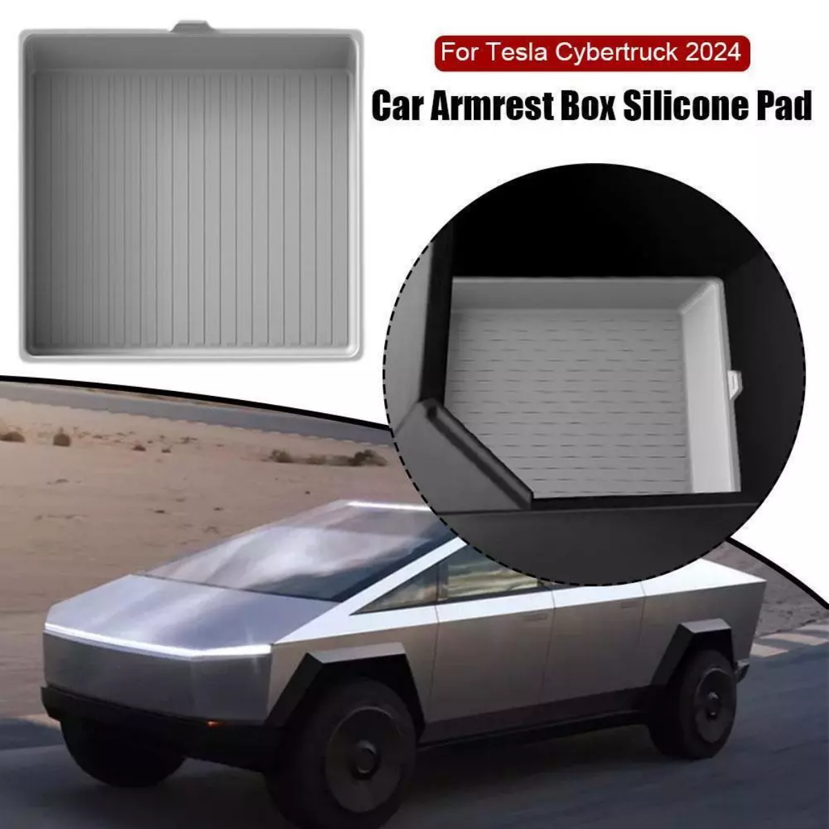 TaddonArmrest Box Silicone Mat for Tesla Cybertruck