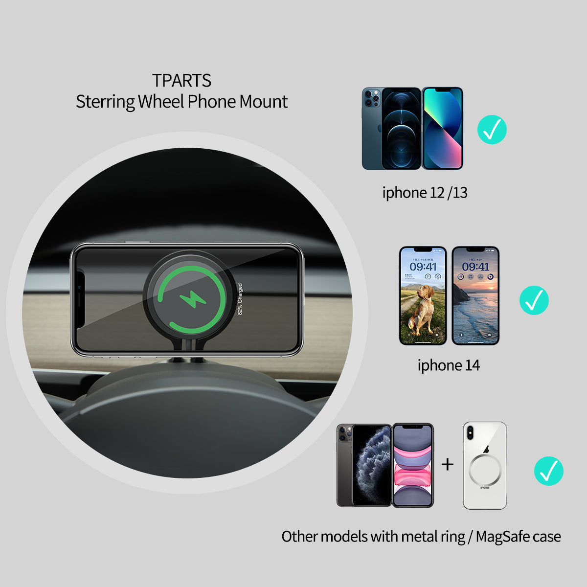 TaddonSteering Wheel HUD Magsafe Charger Mount (Charger Not Included)