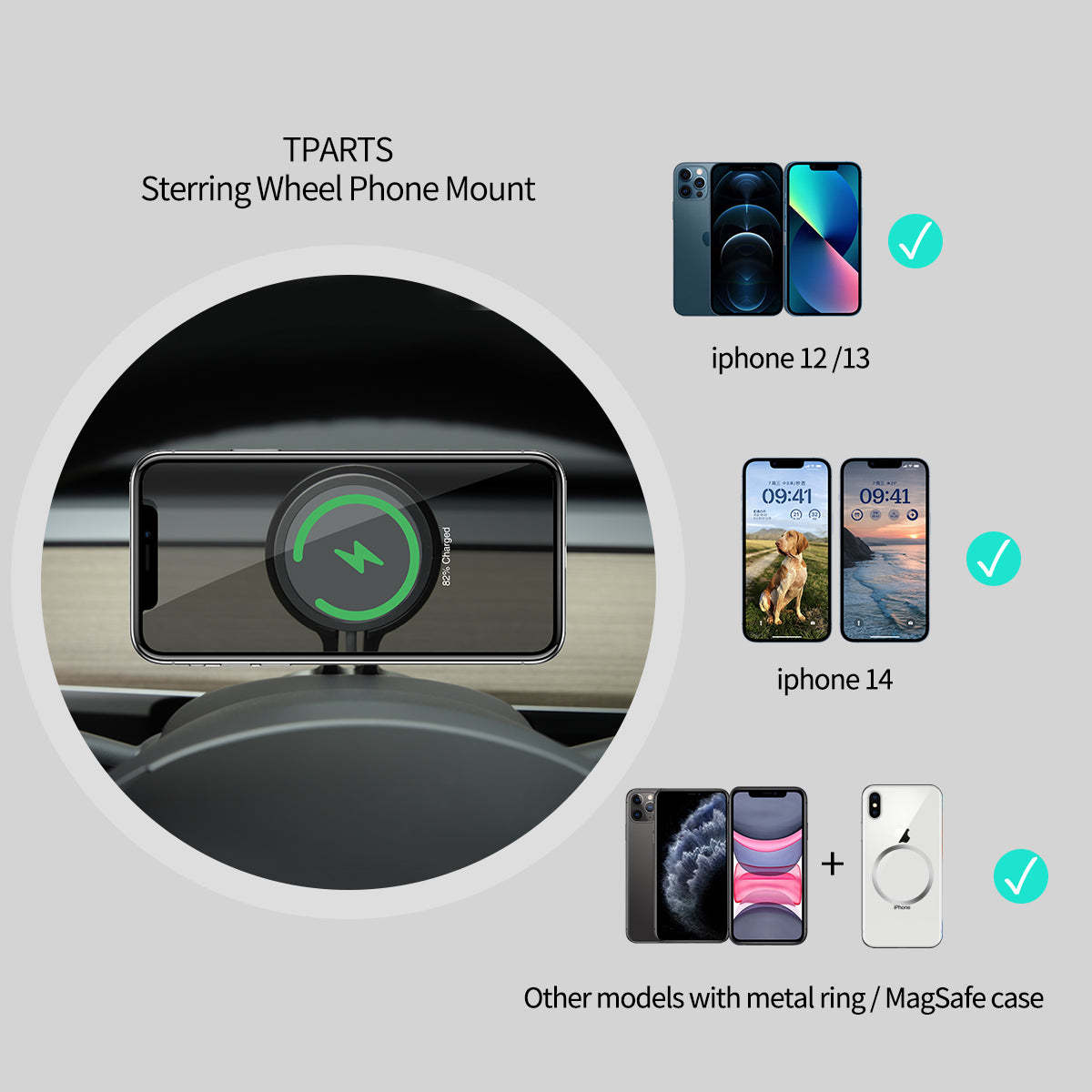 TaddonSteering Wheel HUD Magsafe Charger Mount (Charger Not Included)