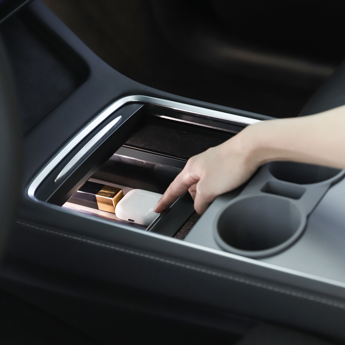 TaddonArmrest Clear Storage Box/Gen 2.0 Console Clear Storage Drawer for Tesla Model Y & Model 3