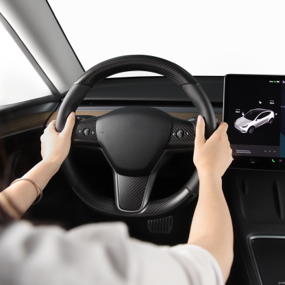 TaddonReal Carbon Fiber Steering Wheel Cover for Tesla Model Y/3/Highland