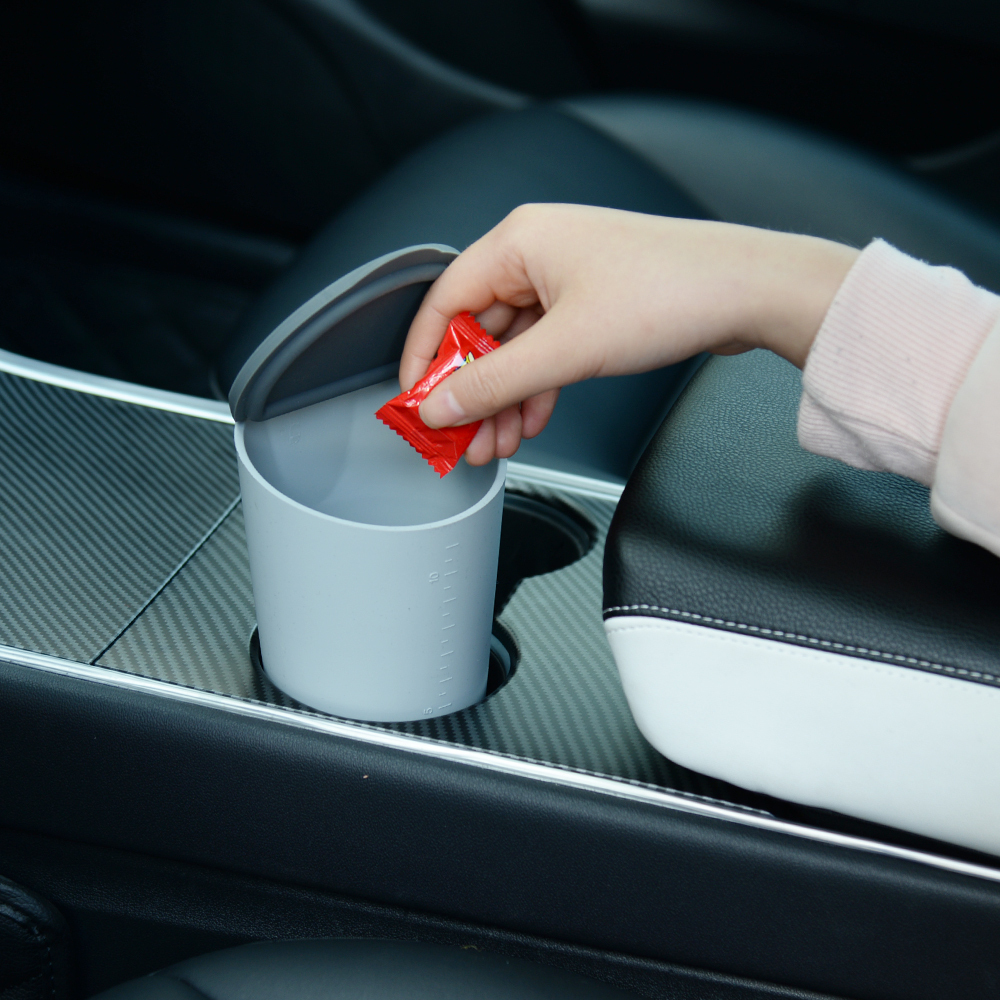 TaddonPortable Car Trash Bin with Lid – Center Console Organizer