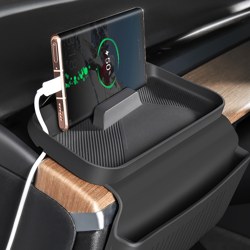 TaddonLeft-Side Silicone Storage Pouch for Tesla 3/Y – Phone & Sunglass Holder
