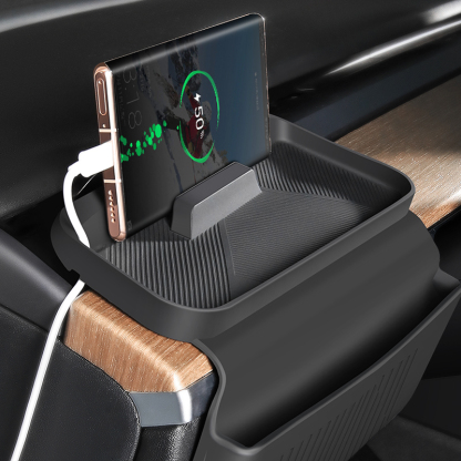 TaddonLeft-Side Silicone Storage Pouch for Tesla 3/Y – Phone & Sunglass Holder
