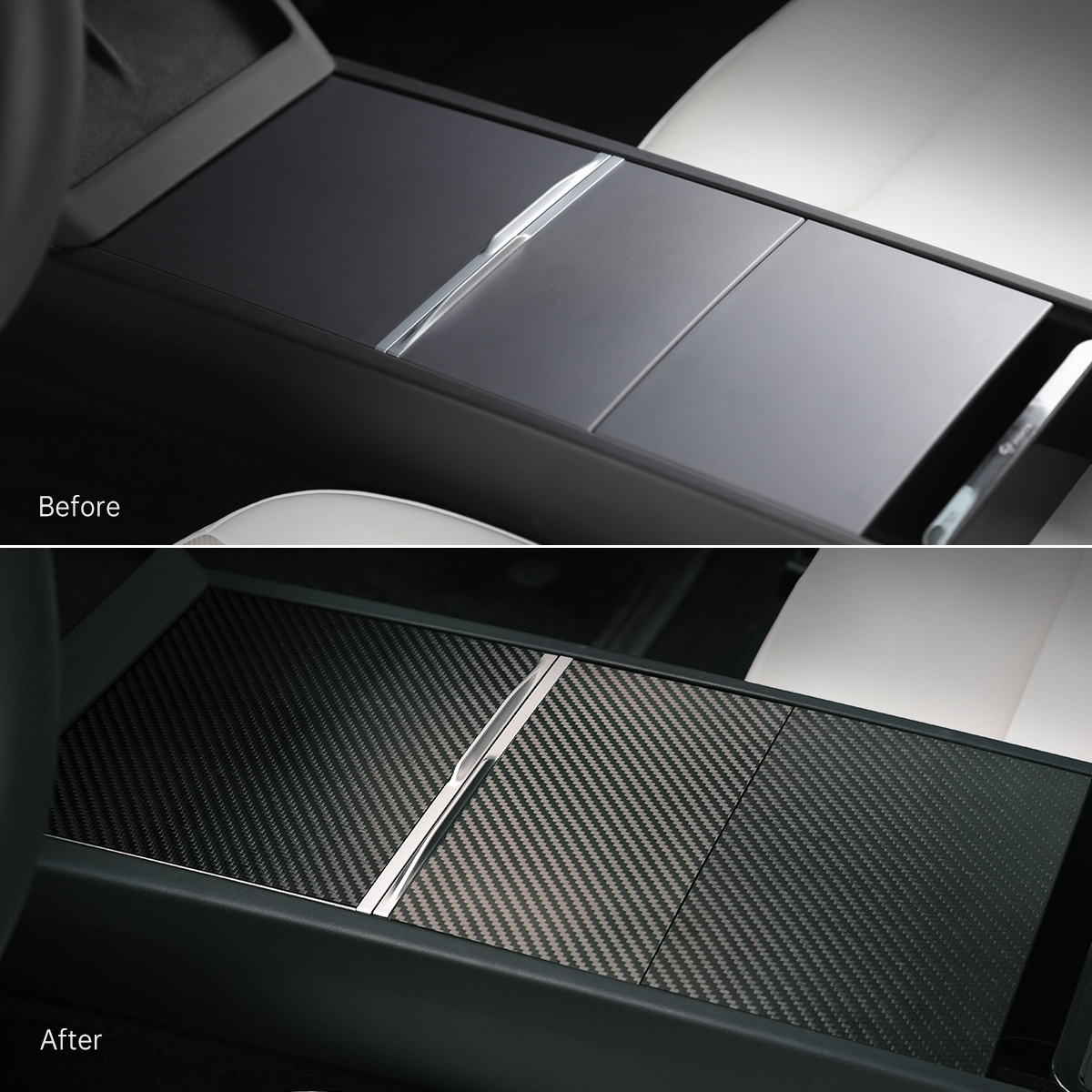 TaddonReal Carbon Fiber Console Cover for Model 3 Highland (2024)