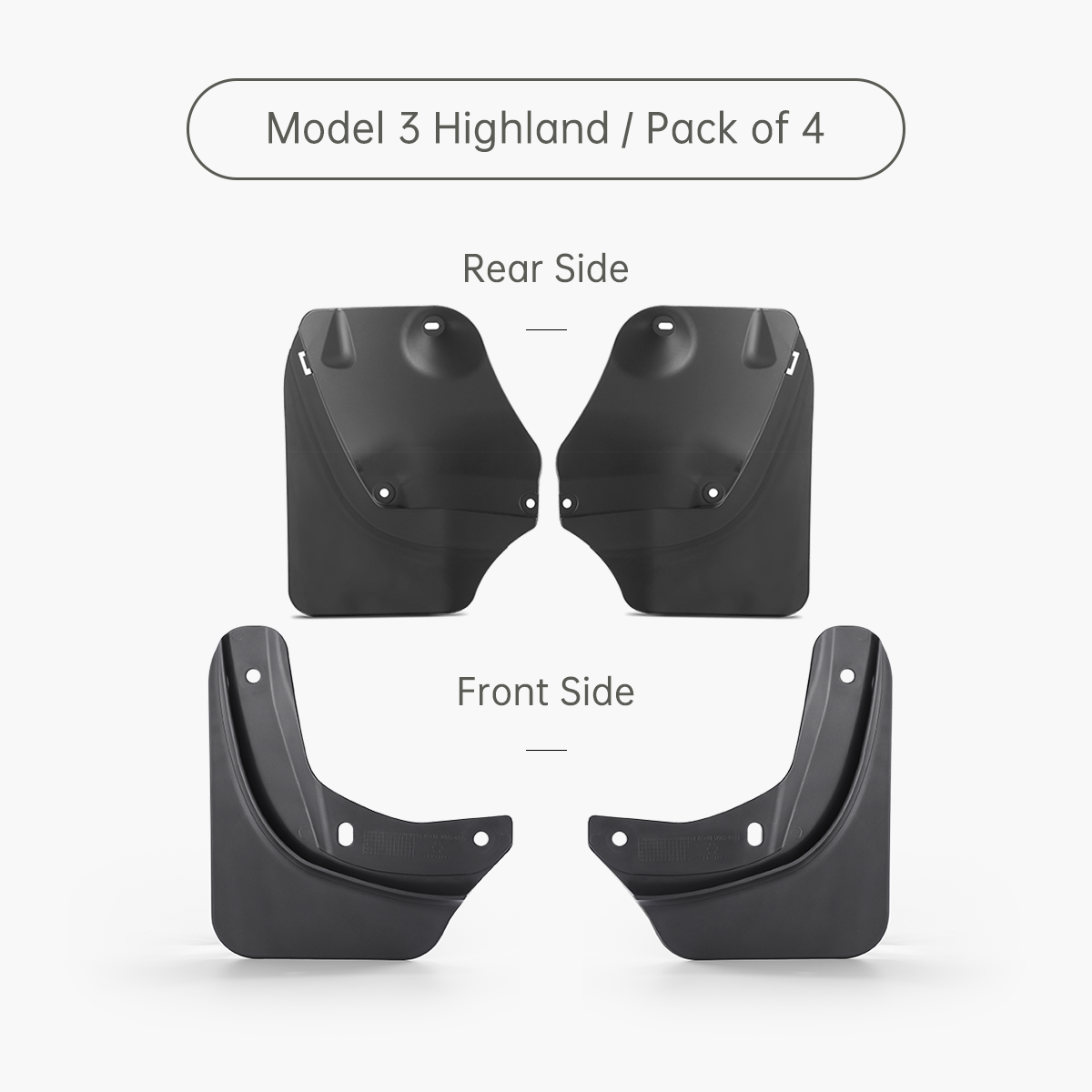 TaddonMud Flaps Splash Guards for Tesla Model 3 (Pack of 4)