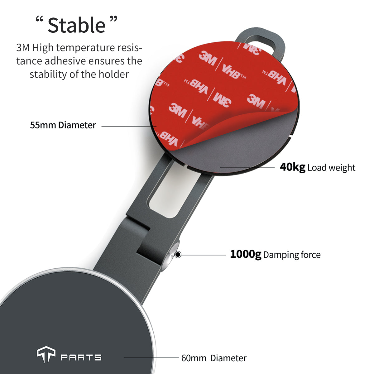 TaddonFoldable Magnetic Wireless Charging (Qi & MagSafe) Cellphone Mount for Tesla