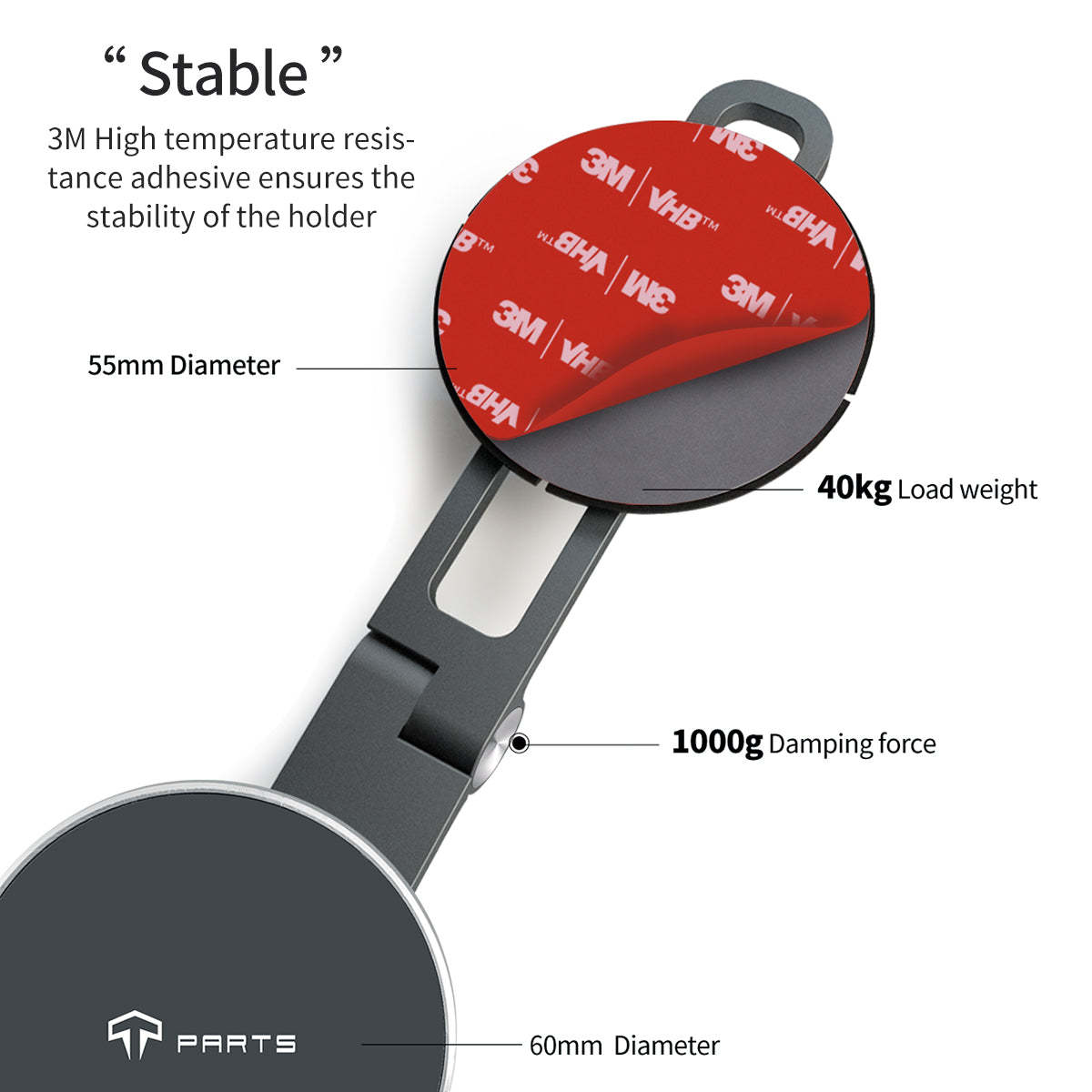TaddonFoldable Magnetic Wireless Charging (Qi & MagSafe) Cellphone Mount for Tesla