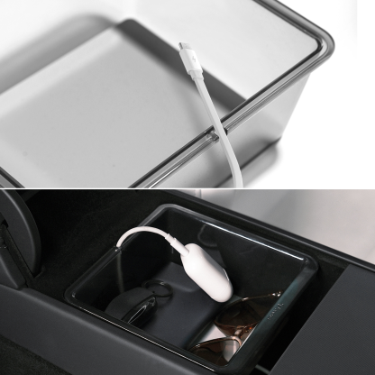 TaddonArmrest Clear Storage Box/Console Clear Storage Drawer for Tesla Model 3 Highland