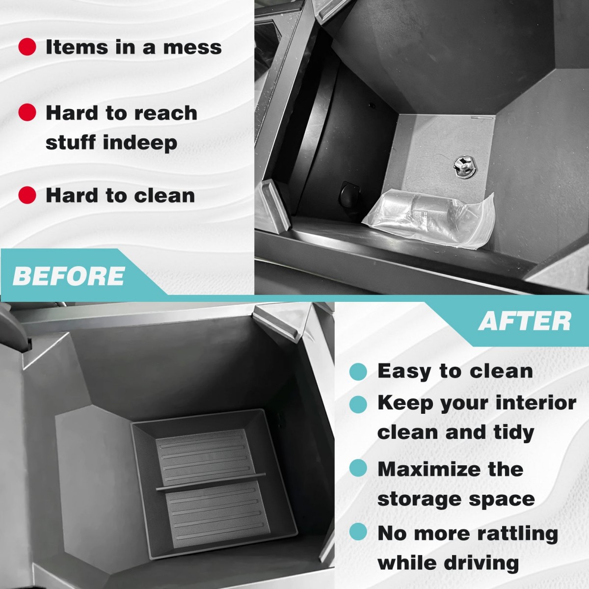 TaddonConsole Bottom TPE Tray for Tesla Cybertruck