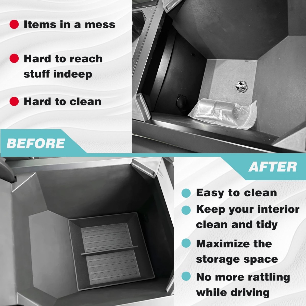 TaddonConsole Bottom TPE Tray for Tesla Cybertruck