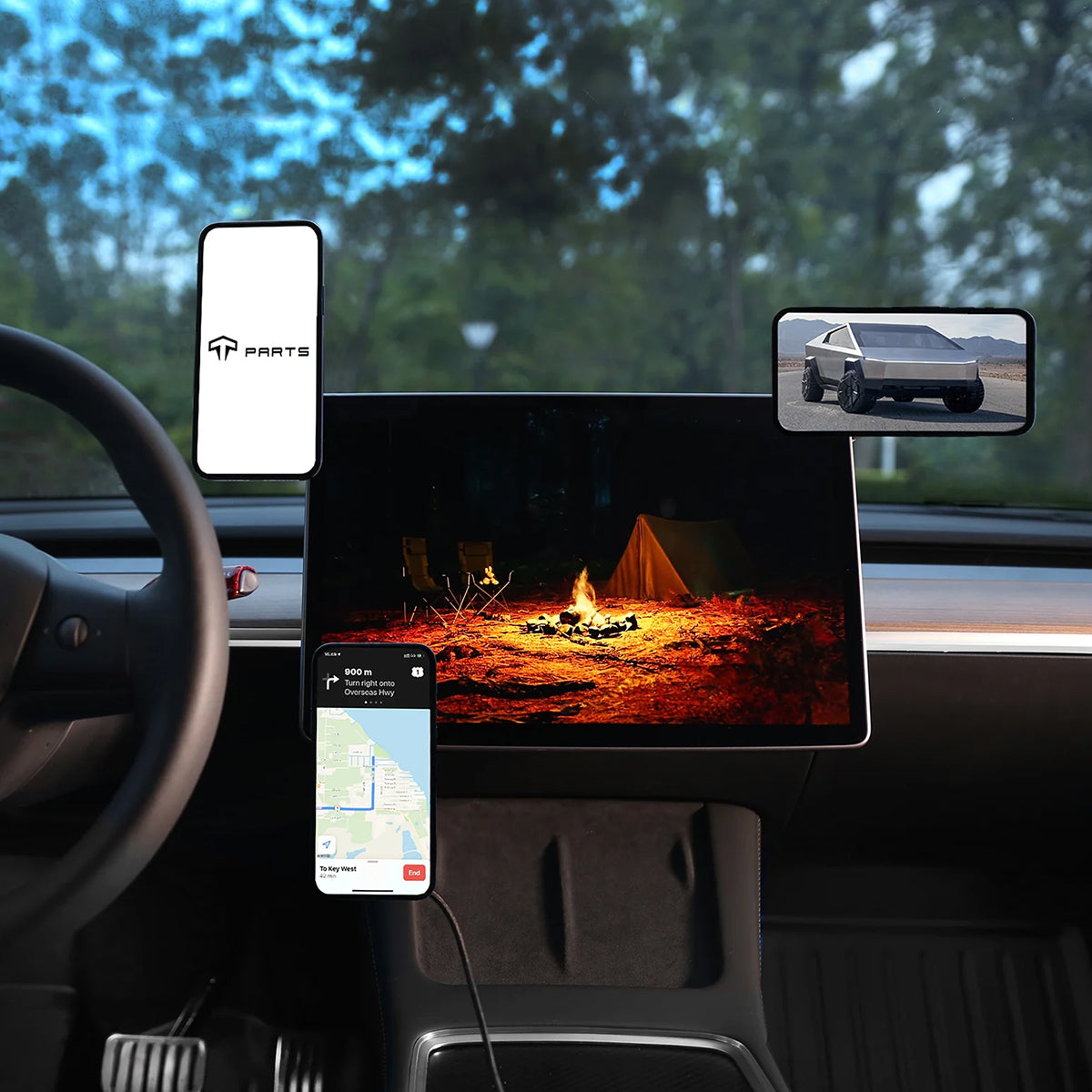 TaddonFoldable Magnetic Wireless Charging (Qi & MagSafe) Cellphone Mount for Tesla