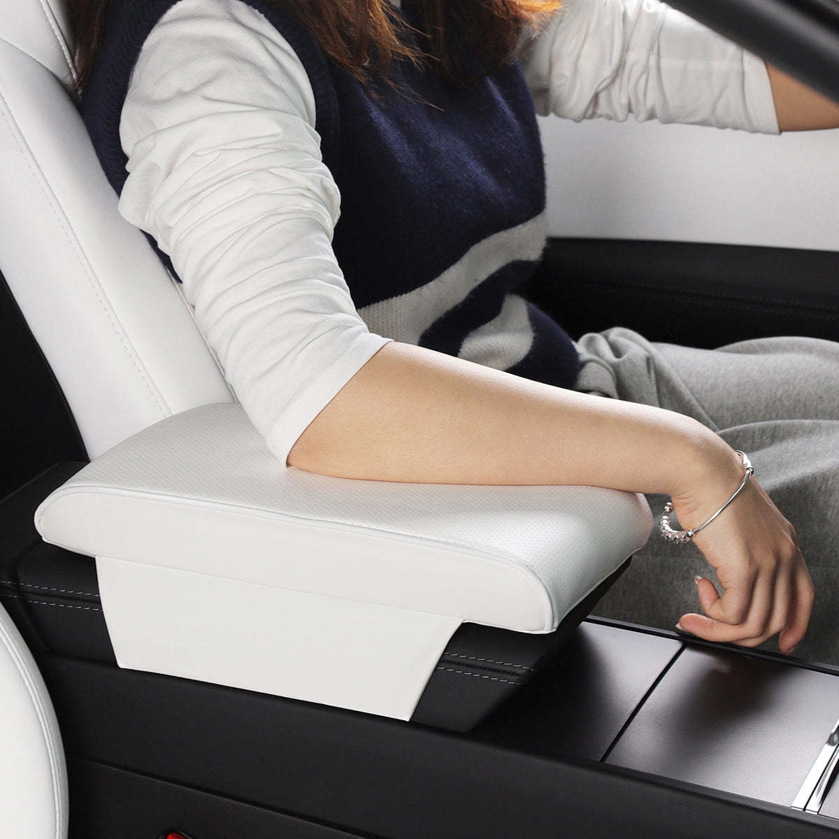 TaddonLeather Armrest Support Cushion for Tesla Model Y/Model 3/Model S/Model X