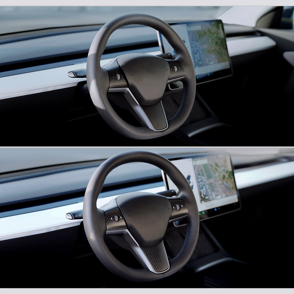 TaddonReal Carbon Fiber Steering Wheel Cover for Model 3/Y