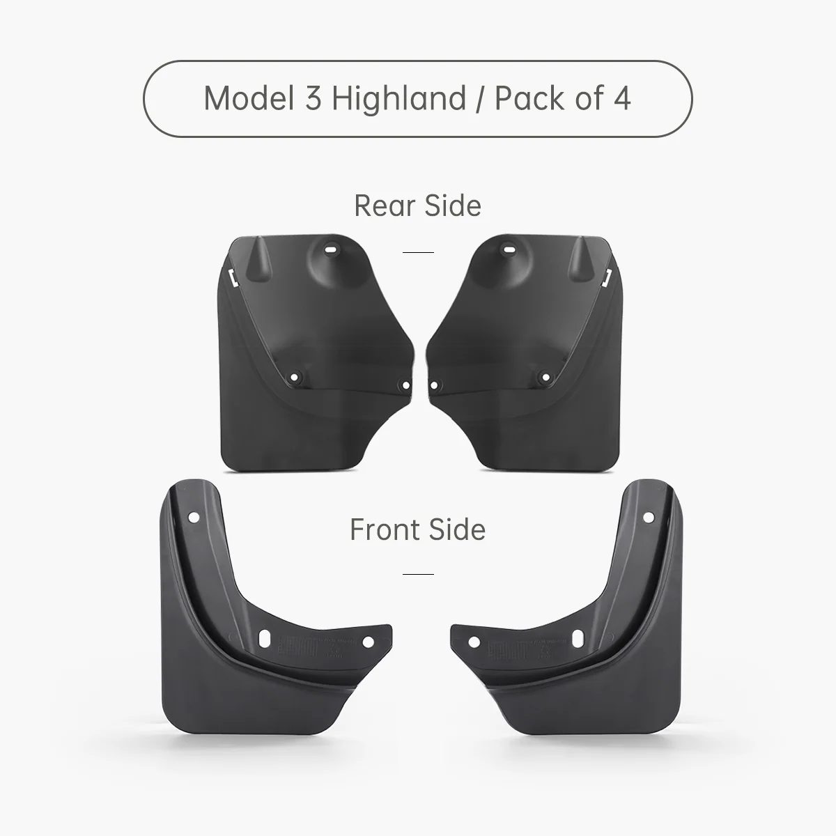 Mud Flaps Splash Guards for Tesla Model 3 (Pack of 4)