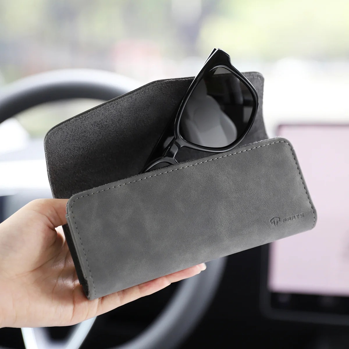 Suede Magnetic Closure Visor Sunglasses Case