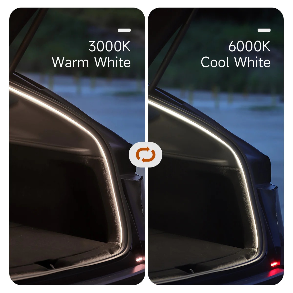 Dual-Mode Trunk LED Strip – Warm & Cool White for Model Y (3000K & 6000K)