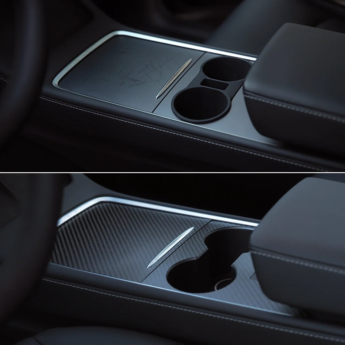 Real Carbon Fiber Console Cover for Model 3/Y
