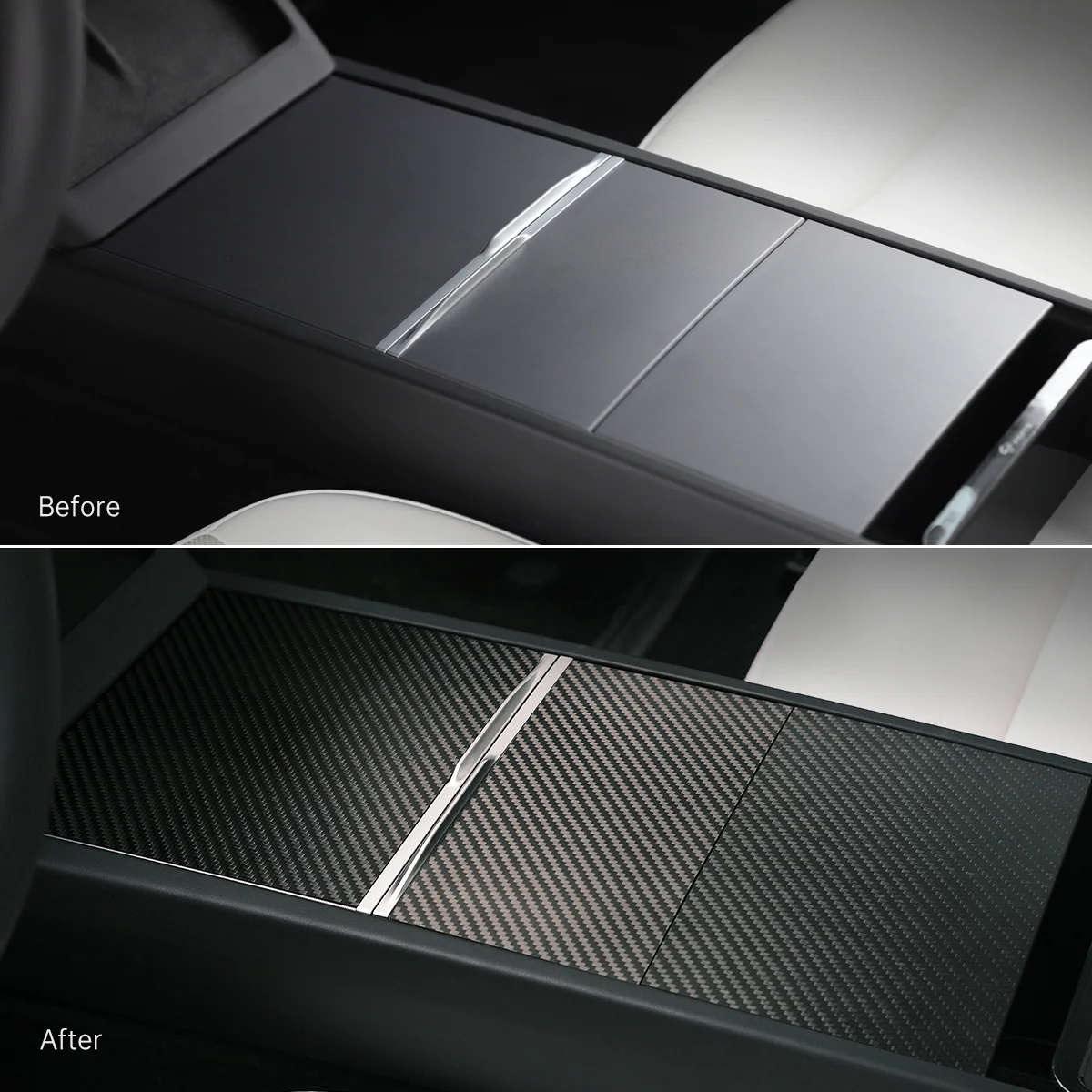 Real Carbon Fiber Console Cover for Model 3/Y
