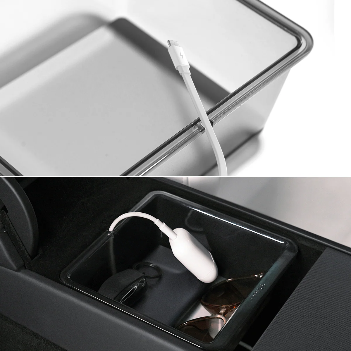 Armrest Clear Storage Box/Center Console Clear Storage Drawer for Model 3/Y