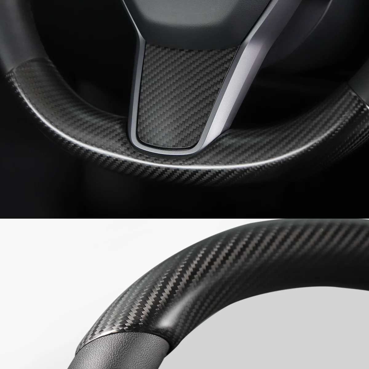 Real Carbon Fiber Steering Wheel Cover for Model 3/Y