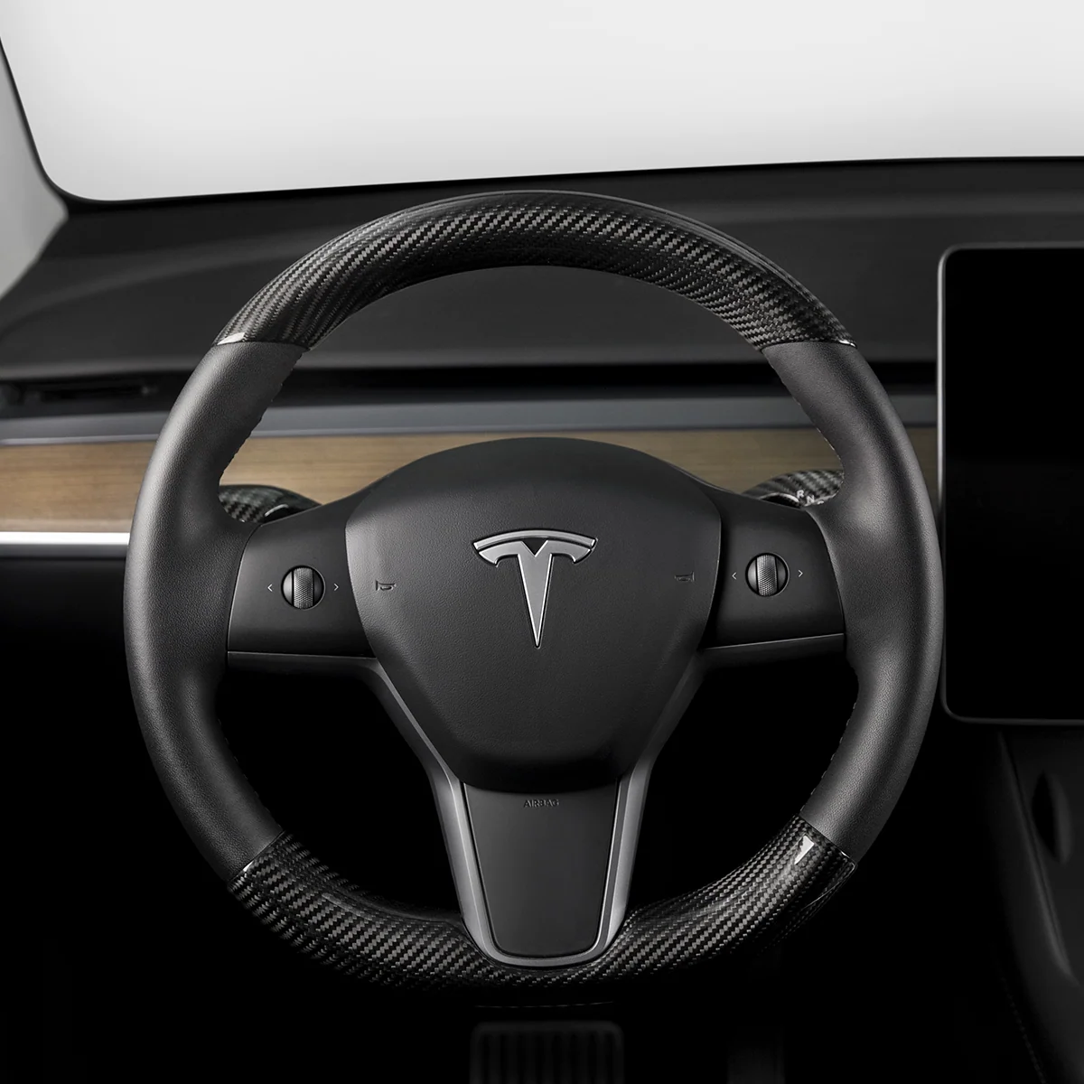 Real Carbon Fiber Steering Wheel Cover for Model 3/Y