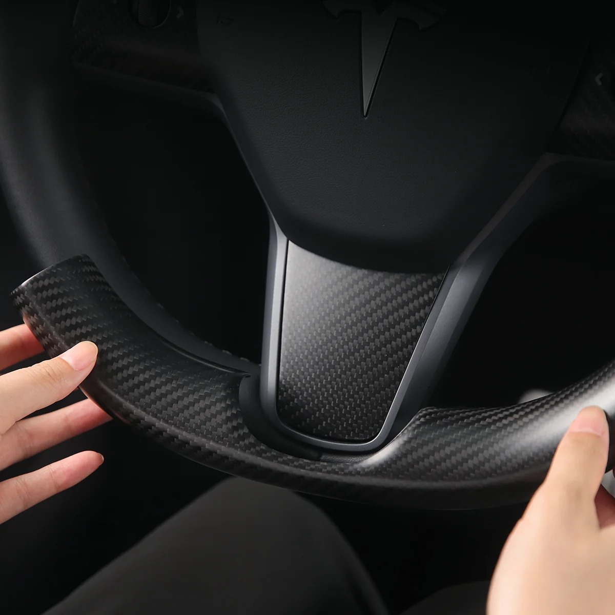 Real Carbon Fiber Steering Wheel Cover for Model 3/Y