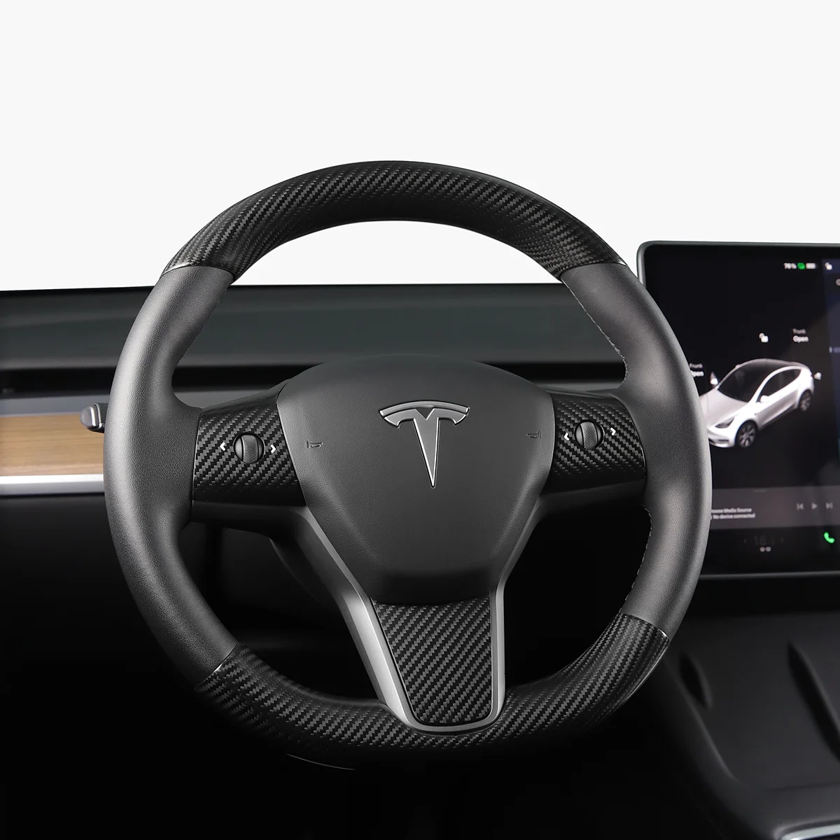 Real Carbon Fiber Steering Wheel Cover for Model 3/Y