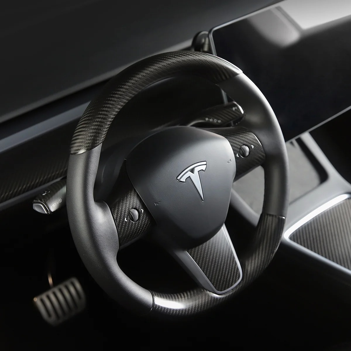 Real Carbon Fiber Steering Wheel Cover for Model 3/Y